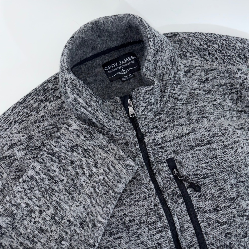 Cody James Mens XL Gray Marl Sweater Fleece Full Zip Jacket Western Apparel